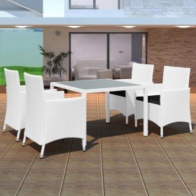 Set de comedor de jardín 5 piezas ratán sintético blanco crema en Conjuntos de jardín | Comprar online en Foro24