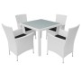 Set de comedor de jardín 5 piezas ratán sintético blanco crema