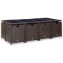 Set comedor de jardín 13 pzas y cojines ratán sintético marrón