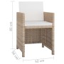 Set comedor de jardín 9 piezas y cojines ratán sintético beige