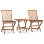 Set comedor de jardín plegable 3 piezas madera de teca cojines