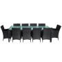 Set comedor de jardín 11 piezas y cojines ratán sintético negro