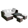Set muebles de jardín 4 piezas y cojines ratán sintético marrón