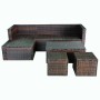Set muebles de jardín 4 piezas y cojines ratán sintético marrón