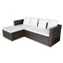 Set muebles de jardín 4 piezas y cojines ratán sintético marrón