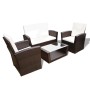 Set muebles de jardín 4 piezas y cojines ratán sintético marrón