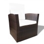 Set muebles de jardín 4 piezas y cojines ratán sintético marrón