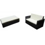 Set muebles de jardín 2 piezas y cojines ratán sintético negro