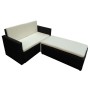 Set muebles de jardín 2 piezas y cojines ratán sintético negro