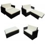 Set muebles de jardín 2 piezas y cojines ratán sintético negro