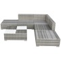 Set de muebles de jardín 6 pzas y cojines ratán sintético gris