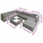 Set de muebles de jardín 8 pzas y cojines ratán sintético gris