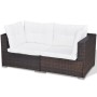 Set muebles de jardín 5 piezas y cojines ratán sintético marrón
