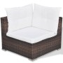 Set muebles de jardín 5 piezas y cojines ratán sintético marrón