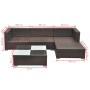 Set muebles de jardín 5 piezas y cojines ratán sintético marrón