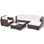 Set muebles de jardín 6 piezas y cojines ratán sintético marrón