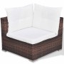 Set muebles de jardín 6 piezas y cojines ratán sintético marrón
