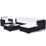 Set muebles de jardín 6 piezas y cojines ratán sintético negro