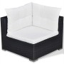 Set muebles de jardín 6 piezas y cojines ratán sintético negro