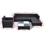 Set muebles de jardín 6 piezas y cojines ratán sintético negro