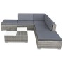 Set de muebles de jardín 6 pzas y cojines ratán sintético gris