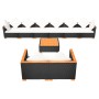Set de muebles de jardín 9 pzas y cojines ratán sintético negro