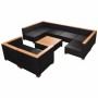 Set de muebles de jardín 9 pzas y cojines ratán sintético negro