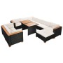 Set muebles de jardín 10 piezas y cojines ratán sintético negro en Conjuntos de jardín | Comprar online en Foro24