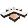 Set muebles de jardín 6 piezas y cojines ratán sintético negro