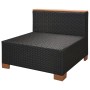 Set muebles de jardín 6 piezas y cojines ratán sintético negro