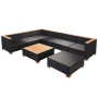 Set muebles de jardín 8 piezas y cojines ratán sintético negro