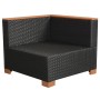 Set muebles de jardín 8 piezas y cojines ratán sintético negro
