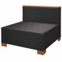 Set muebles de jardín 8 piezas y cojines ratán sintético negro