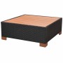 Set muebles de jardín 8 piezas y cojines ratán sintético negro