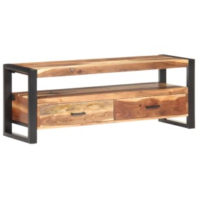 Mueble de TV madera maciza con acabado miel 120x35x45 cm