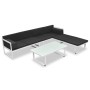 Set de muebles de jardín 4 piezas y cojines aluminio negro en Conjuntos de jardín | Comprar online en Foro24