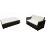 Set muebles de jardín 2 piezas y cojines ratán sintético marrón