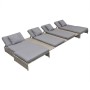 Set de muebles de jardín 5 pzas y cojines ratán sintético gris