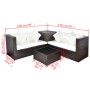 Set muebles de jardín 4 piezas y cojines ratán sintético marrón