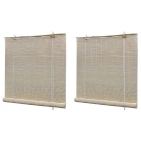 Estor enrollable de bambú natural 2 unidades 120x160 cm de vidaXL, Persianas y estores - Ref: Foro24-278742, Precio: 41,56 €,...