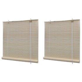Natural bamboo roller blind 2 units 120x160 cm by vidaXL, Blinds and blinds - Ref: Foro24-278742, Price: 42,35 €, Discount: %