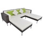 Set muebles de jardín 4 piezas y cojines ratán sintético marrón