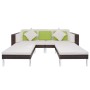 Set muebles de jardín 4 piezas y cojines ratán sintético marrón
