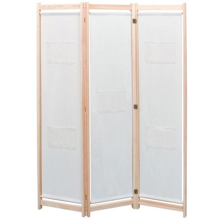 Biombo divisor de 3 paneles de tela color crema 120x170x4 cm en Divisores de ambientes | Comprar online en Foro24