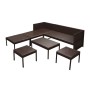 Set muebles de jardín 6 piezas y cojines ratán sintético marrón