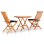 Set de bistró 3 pzas con cojines negros madera maciza de teca