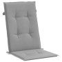 Cojín silla de jardín respaldo alto 4 uds tela gris 120x50x3 cm