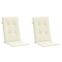 Cojín silla de jardín respaldo alto 2 uds tela crema 120x50x3cm
