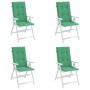 Cojín silla de jardín respaldo alto 4 uds tela verde 120x50x3cm