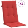 Cojín silla de jardín respaldo alto 2 uds tela rojo 120x50x3 cm